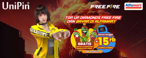 Top Up Diamonds FF di UniPin dan Bayar di Alfamart, Gratis Frestea 500ml + Bonus 15rb UniPin Credits